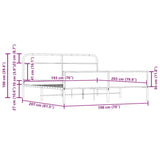 Metal Bed Frame without Mattress Smoked Oak 193x203 cm 3318682