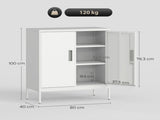 Metal Storage Cabinet with Lock and Adjustable Shelves - White T3398P425018