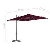 Cantilever Garden Parasol Bordeaux Red Fabric Large Tiltable 312308