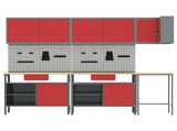 Work Cabinet Set with Drawer with Shelf 10 pcs Red and Grey 3321519