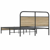 Bed Frame Without Mattress 135x190 cm Smoked Oak Engineered Wood 4100355