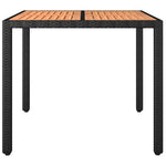Garden Table with Wooden Top Black Poly Rattan&Solid Wood Acacia 319548