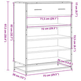 Shoe Cabinet Smoked Oak 75x38x97.5 cm Engineered Wood and Metal 3300877