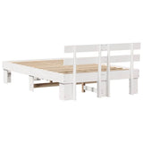 Bed Frame with Headboard White 140 x 190 cm Solid Pine Wood 872447