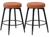 Set of Two Faux Leather Bar Stools - Brown/Black T3398P377911