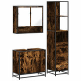 3 Piece Bathroom Furniture Set Smoked Oak Engineered Wood 3301157