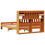 ZNTS Bookcase Bed without Mattress Wax Brown 140x190cm Solid Wood Pine 3308896