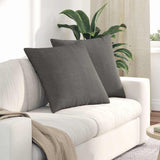 Sofa Pillows 2 pcs Light Grey 80 x 80 cm Corduroy Fabric 42014075