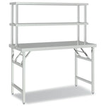 Kitchen Work Table with Overshelf 120x60x145 cm Stainless Steel 3155992