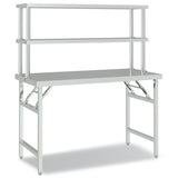 Kitchen Work Table with Overshelf 120x60x145 cm Stainless Steel 3155992