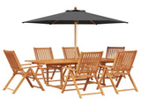 Outdoor Dining Set with Parasol 8 pcs Anthracite and Natural 3438551