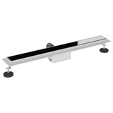 Shower Drain with Glass Cover Black 70 cm Stainless Steel 304 42015951