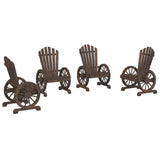 Garden Adirondack Chair Set of 4 Burnt look Solid fir wood 3207118