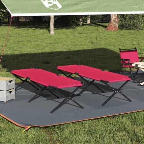 Folding Camping Bed Folding Manual Red Oxford fabric 42003194