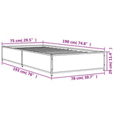 Bed Frame without Mattress Grey Sonoma 75x190 cm Small Single 845124