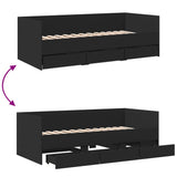 Daybed with Drawers without Mattress Black 90x190 cm Single 3280826