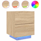 Bedside Cabinet with LED Lights Sonoma Oak Engineered Wood 836739