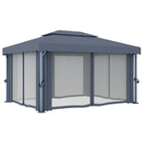 Gazebo with Curtain&LED String Lights 4x3 m Anthracite 3070355