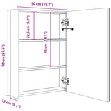 ZNTS LED Bathroom Mirror Cabinet Oak 50x13x70 cm 326492