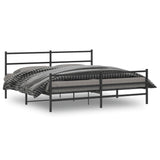Metal Bed Frame without Mattress with Footboard Black 180x200cm 355387