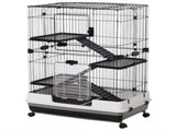 Four-Tier Small Animal Cage, for Bunnies, Ferrets, Chinchillas w/ Wheels, Tray - Black T3398P548487