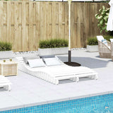 Sun Lounger White 205x110x31.5 cm Solid Wood Pine 832589