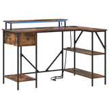Desk with Drawer Smoked Oak 120 x 79 x 86.5 cm Engineered Wood 859402