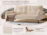 GOMYWAY corduroy fabric, comfortable monochrome double sofa, suitable for living rooms and bedrooms W2678P422254