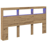 Headboard Cabinet with LED Artisan Oak 180x17x102 cm 863135