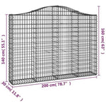 Arched Gabion Basket 200x30x140/160 cm Galvanised Iron 153387