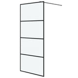 Walk-in Shower Wall Black 90x195 cm Frosted ESG Glass 152131
