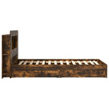 Bed Frame with Storage Smoked Oak 90 x 190 cm Engineered Wood 3433627