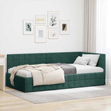 Corner Bed Frame Dark Green 100 cm x 200 cm Velvet 42016400