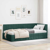 Corner Bed Frame with Headboard Dark green 90 x 190 cm Velvet 42016380
