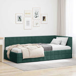 Corner Bed Frame with Headboard Dark green 100 x 200 cm Velvet 42016400