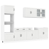 ZNTS 7 Piece Kitchen Cabinet Set Kalmar High Gloss White Engineered Wood 3314743