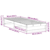 Bed Frame Brown 90 x 220 cm Solid Pine Wood 873169