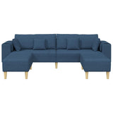 Fabric Sofa with Cushion 3 pcs Blue 208 cm Fabric 3335169
