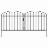 Fence Gate with Lock Grey 401 x 224.5 cm Steel 42008944