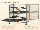Small Animal Cage for Chinchilla Ferret Kitten on Wheels with Hammock Removable Tray, Grey T3398P350035