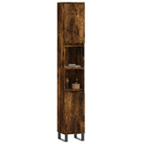 Bathroom Cabinet Smoked Oak 30x30x190 cm Engineered Wood 831545
