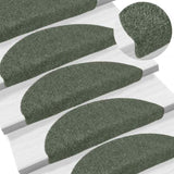 Stair Mats Self-adhesive 15 pcs 56x17x3 cm Green Half Round 322358