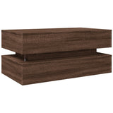 Coffee Table with LED Lights Brown Oak 90x50x40 cm 839867