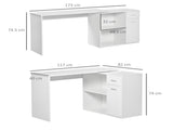 L-Shaped Desk, Corner Computer Desk, Adjustable Study Table with Storage Shelf, Drawer and Cabinet, T3398P329832