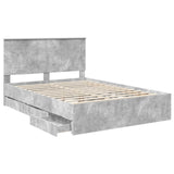 Bed Frame with Drawer Concrete Grey 140 x 200 cm Engineer Wood 3409464