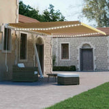 Manual Retractable Awning with LED 400x300 cm Yellow and White 3069543