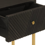 Console Table Black 90x30x76 cm Solid Wood Mango and Iron 372028