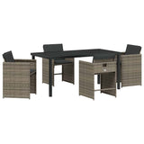 Garden Dining Set with Cushion 5 pcs Grey Poly Rattan 3379982