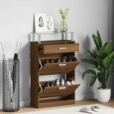 Shoe Cabinet Brown Oak 63x24x104 cm Engineered Wood 342569