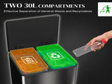 60L Dual Compartment Stainless Steel Bin, with Deodoriser Holders - Black T3398P343444